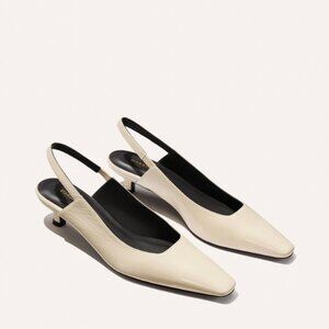 BRAND NEW Margaux The Sofia Sling - Ecru Crinkle Patent (39)